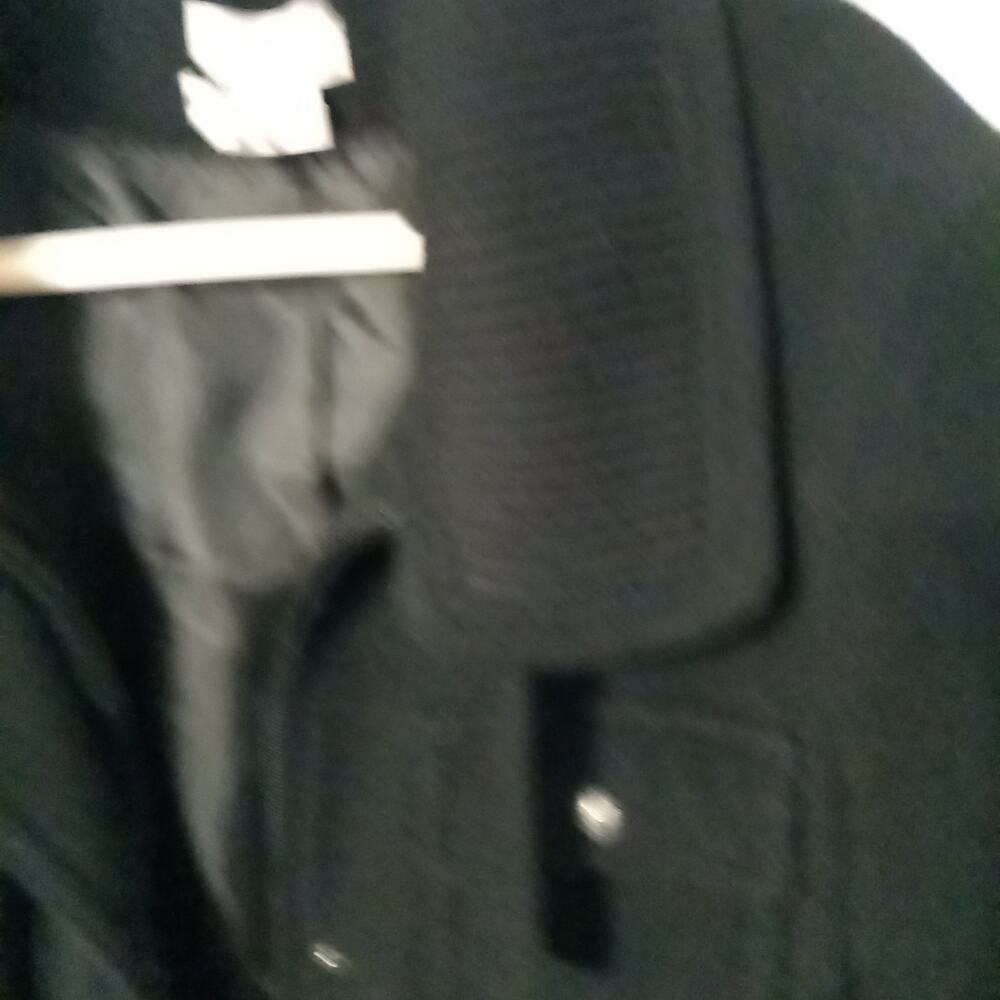 Women's Vintage 90s Wool Blend Trench Coat XL Black Lined Button Up Zip Up Belt - Picture 6 of 10